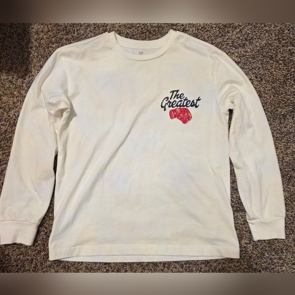 Boys GAP Muhammad Ali Long Sleeve Shirt with Distressed Graphic Print